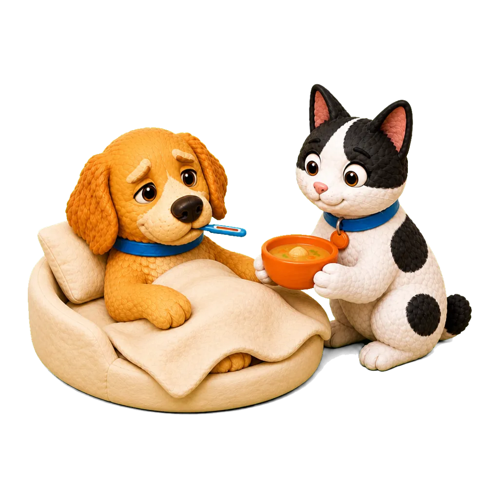 Golden y gata bobtail de Pawssport sosteniendo juntos su pasaporte