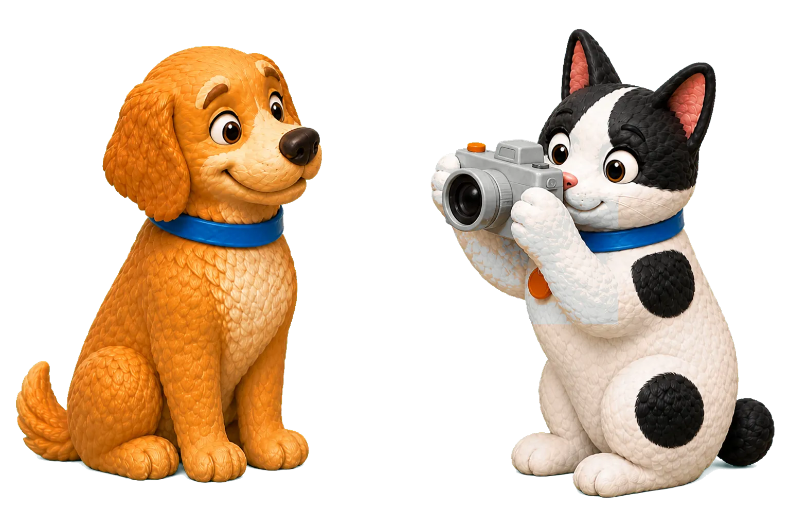 Golden y gata bobtail de Pawssport sosteniendo juntos su pasaporte