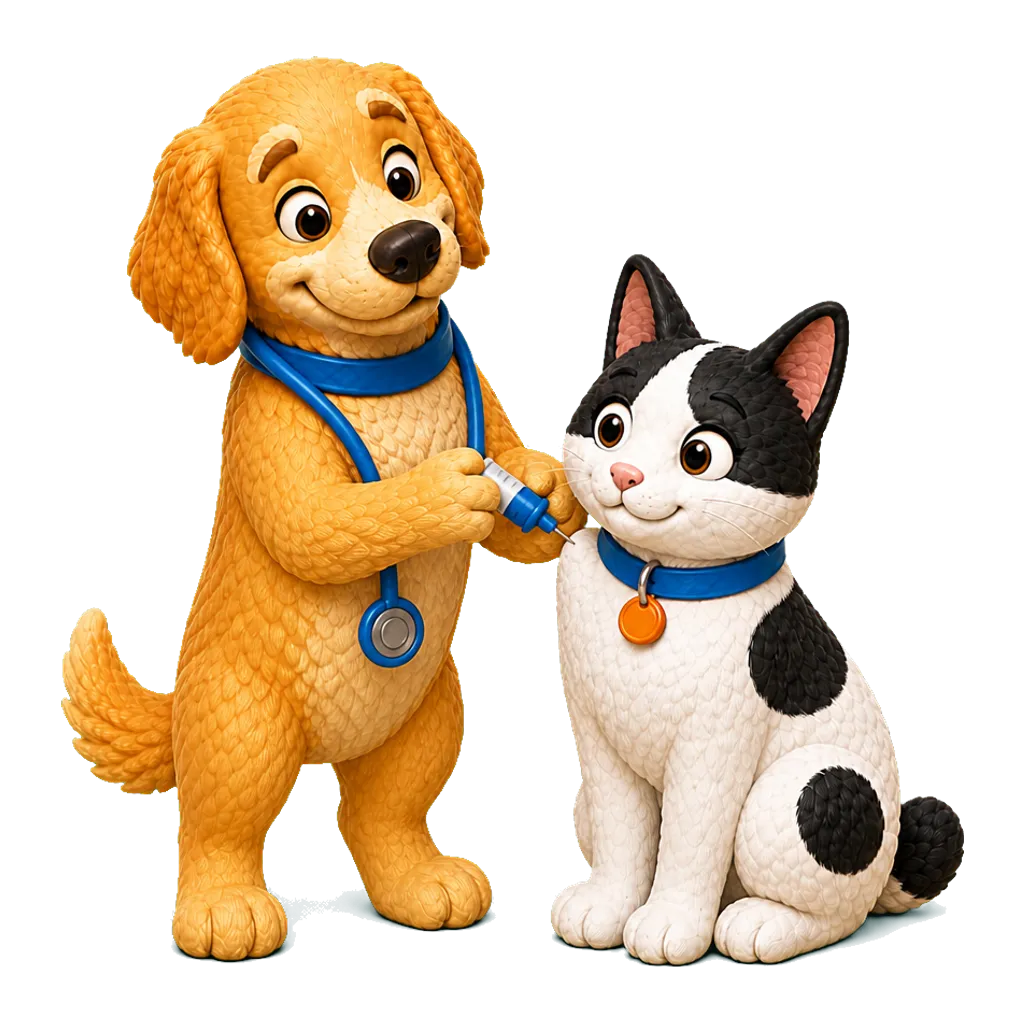 Golden y gata bobtail de Pawssport sosteniendo juntos su pasaporte
