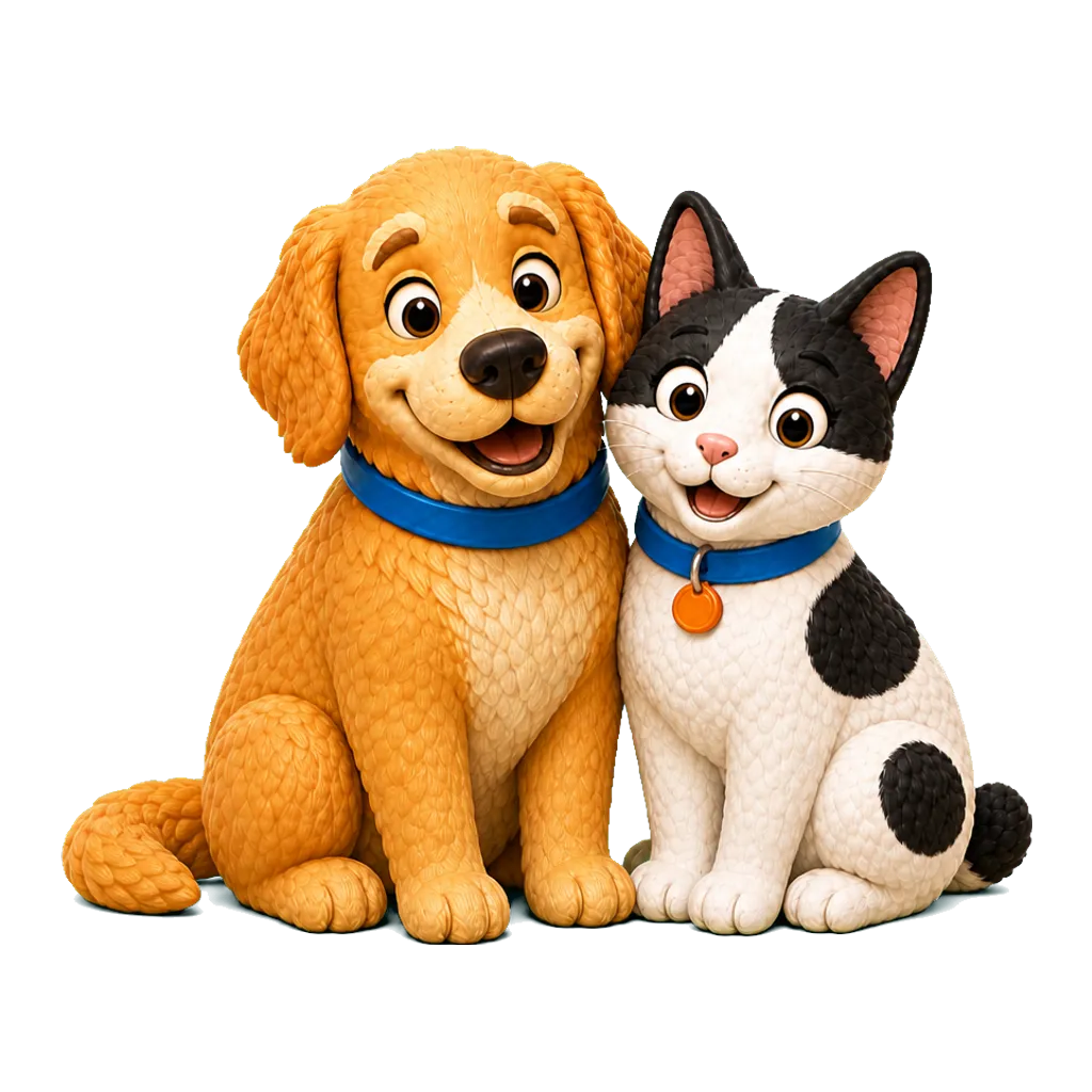 Golden y gata bobtail de Pawssport sosteniendo juntos su pasaporte